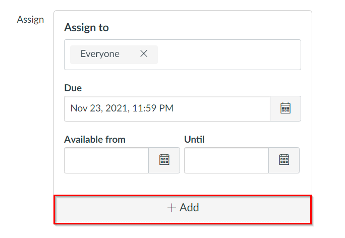 assign section with +Add button highlighted