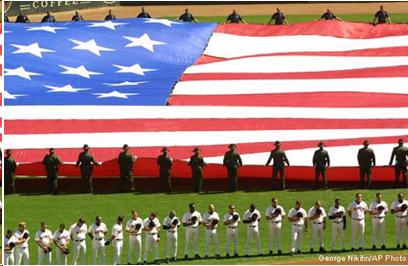 Flag on the baseball field  