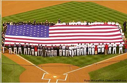 Flag on the baseball field  