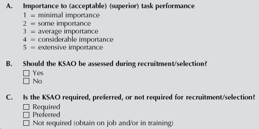 Examples of Ways to Assess KSAO Importance 
