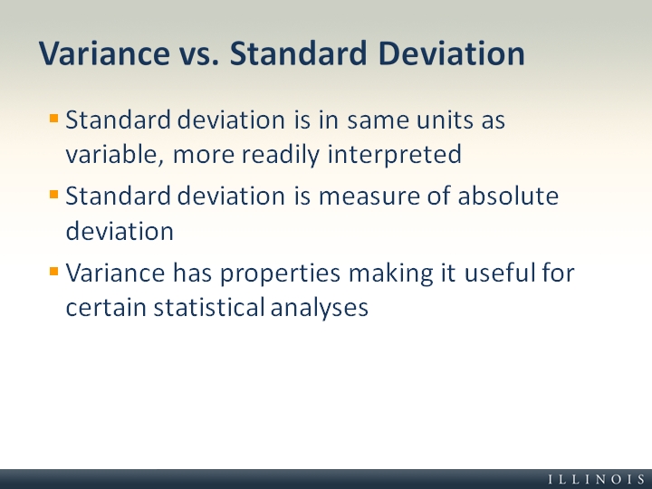 Variance vs. Standard Deviation