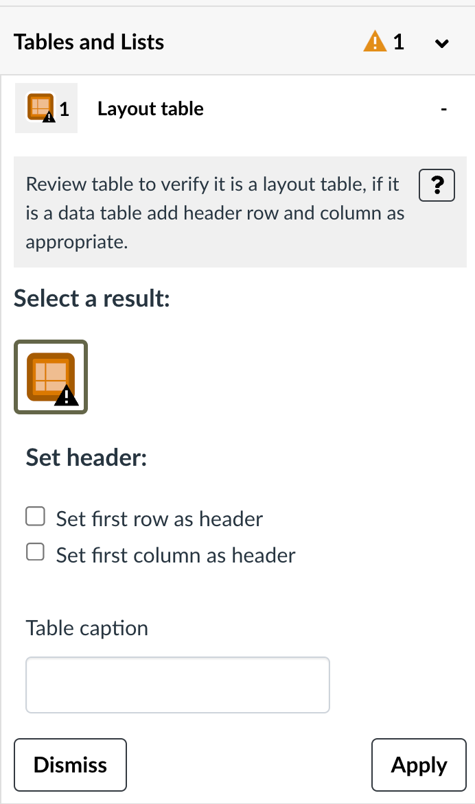 The Pope Tech Canvas Guide open next to a Canvas page, with the 'Tables' result category expanded to show detected issues.