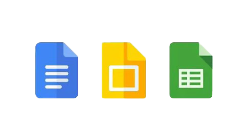 Google docs, sheets, and slides icons