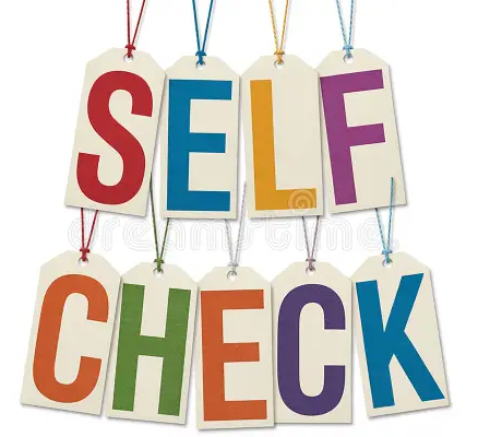 The words 'Self Check' spelled out in different colored letters
